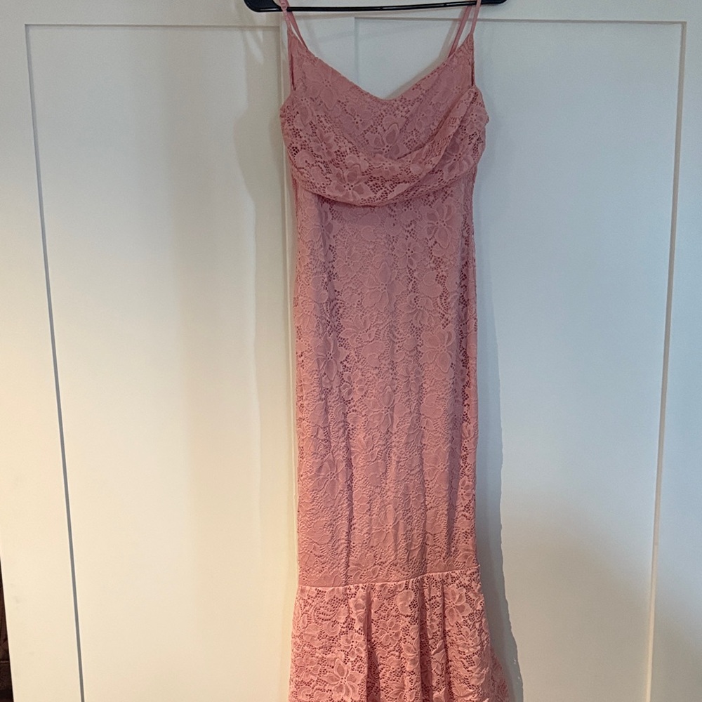 Fashion Nova Blush Lace Maxi Dress